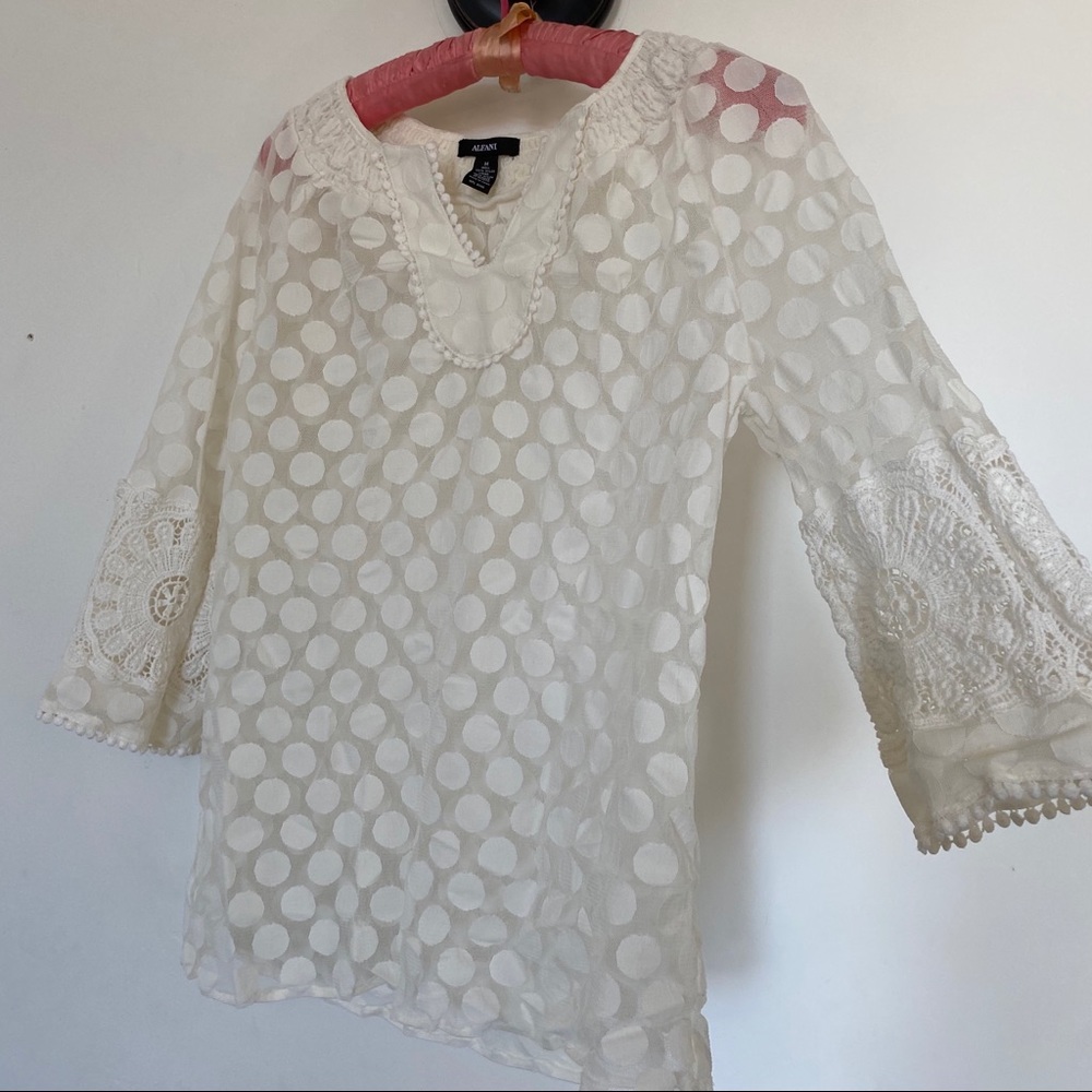 Sweet white polka dot blouse by Alfani